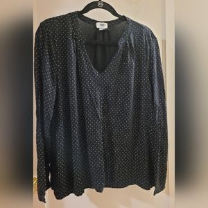 Old Navy Polka-dot Long Sleeved Pleated Blouse